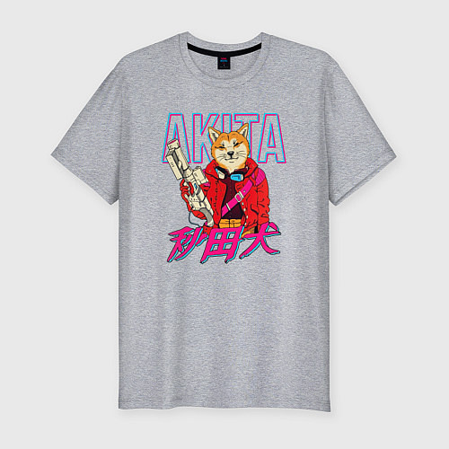 Мужская slim-футболка Japanese Akita Inu / Меланж – фото 1