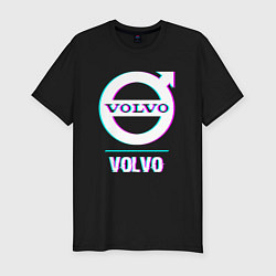 Футболка slim-fit Значок Volvo в стиле Glitch, цвет: черный