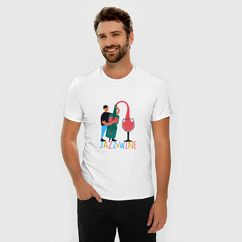 Мужская slim-футболка Джаз и Вино / Белый – фото 3