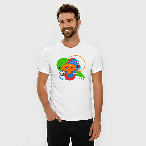 Мужская slim-футболка Футбол в Буквогороде / Белый – фото 3