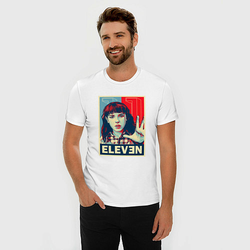 Мужская slim-футболка Stranger Things Eleven / Белый – фото 3