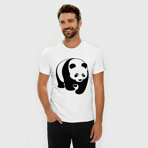 Мужская slim-футболка Папа панда / Белый – фото 3