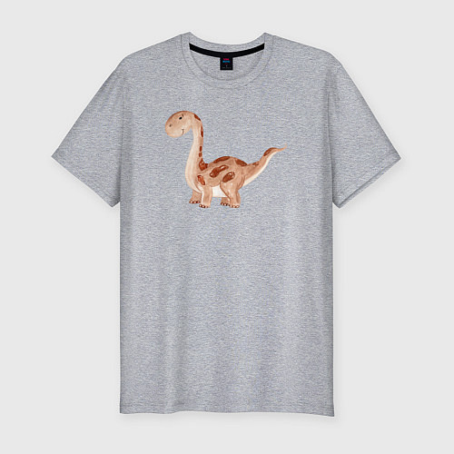 Мужская slim-футболка Маленький динозаврик Dino / Меланж – фото 1