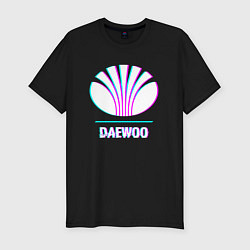 Футболка slim-fit Значок Daewoo в стиле Glitch, цвет: черный