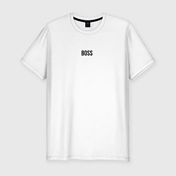 Футболка slim-fit Boss Black Text, цвет: белый