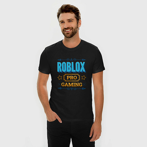 Мужская slim-футболка Игра Roblox PRO Gaming / Черный – фото 3