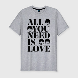 Футболка slim-fit ALL YOU NEED IS LOVE THE BEATLES, цвет: меланж