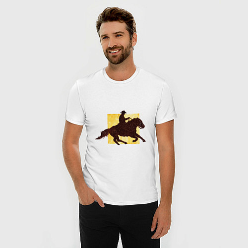 Мужская slim-футболка Конный Спорт Вестерн / Белый – фото 3