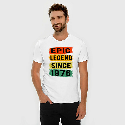 Мужская slim-футболка Эпичная легенда с 1976 года / Белый – фото 3