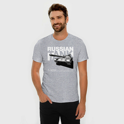 Мужская slim-футболка Russian tank: Т-90М Основной боевой танк России / Меланж – фото 3