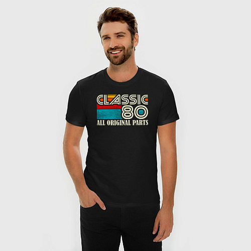 Мужская slim-футболка Классика 80х / Черный – фото 3