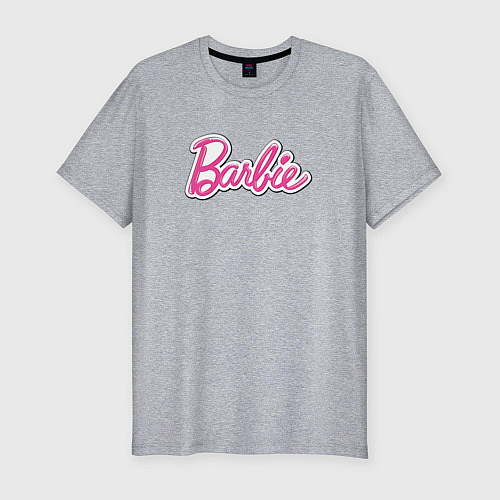 Мужская slim-футболка Barbie logo / Меланж – фото 1