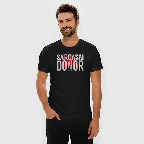 Мужская slim-футболка Донор Сарказма Sarcasm Donor / Черный – фото 3