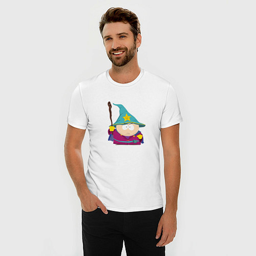Мужская slim-футболка Картман принт Южный Парк / Белый – фото 3