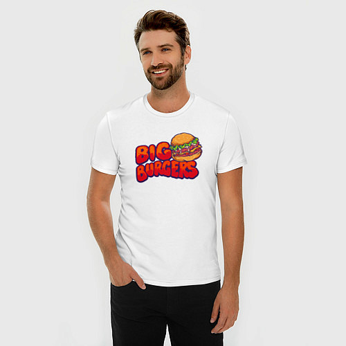 Мужская slim-футболка Огромный бургер / Белый – фото 3