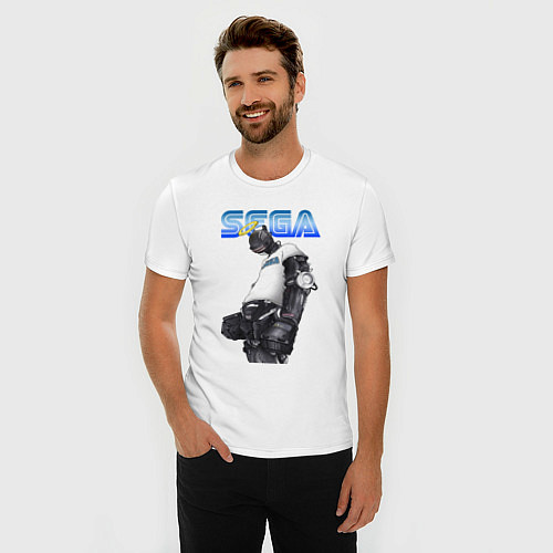 Мужская slim-футболка HOLY SEGA MAN / Белый – фото 3