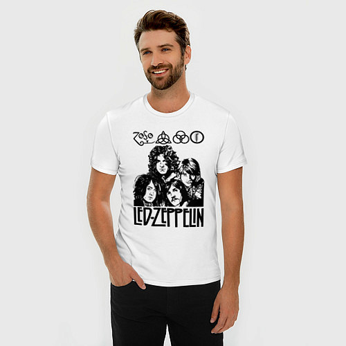Мужская slim-футболка Led Zeppelin Black / Белый – фото 3