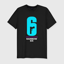 Футболка slim-fit Символ Rainbow Six в неоновых цветах, цвет: черный
