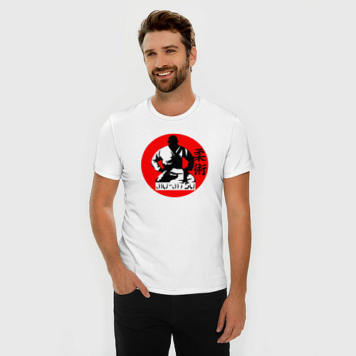 Мужская slim-футболка Джиу-джитсу поза лотоса / Белый – фото 3