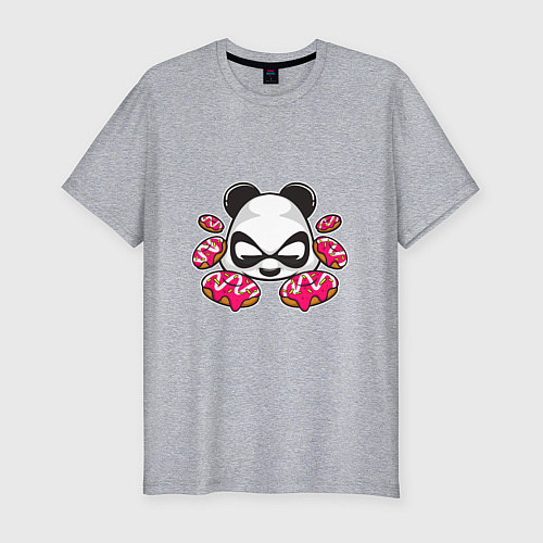 Мужская slim-футболка Пончики панды / Меланж – фото 1