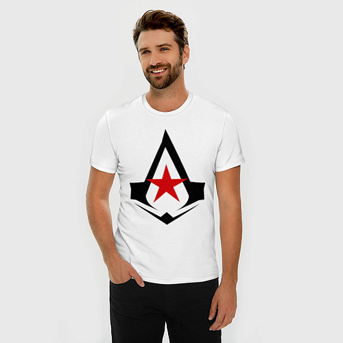 Мужская slim-футболка Русский ассассин / Белый – фото 3