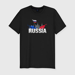 Футболка slim-fit Russia объемный текст, цвет: черный