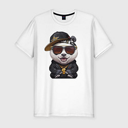 Футболка slim-fit Крутой панда в тёмных очках, цвет: белый
