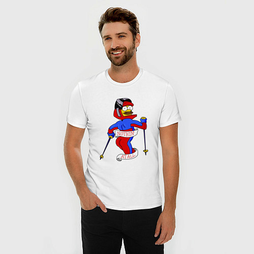 Мужская slim-футболка Глупый сексуальный Фландерс / Белый – фото 3