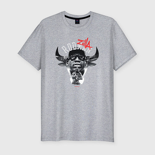 Мужская slim-футболка Деннис Родман:ZILLA:Чикаго Буллз / Меланж – фото 1