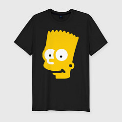 Футболка slim-fit Барт Симпсон - портрет, цвет: черный