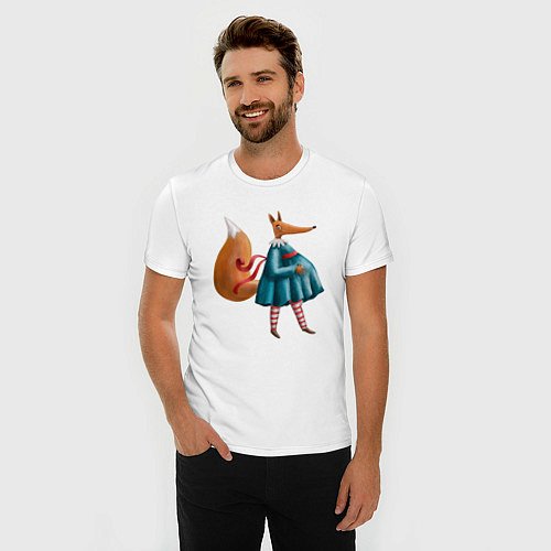Мужская slim-футболка Беременная лисица / Белый – фото 3