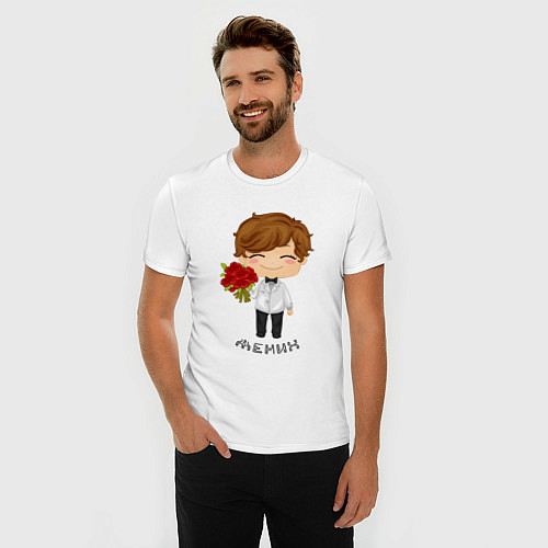 Мужская slim-футболка Счастливый Жених / Белый – фото 3