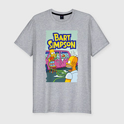 Футболка slim-fit Барт Симпсон устроил из автомобиля аквариум, цвет: меланж