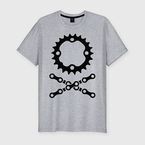 Мужская slim-футболка Велосипедная цепь и звездочка / Меланж – фото 1