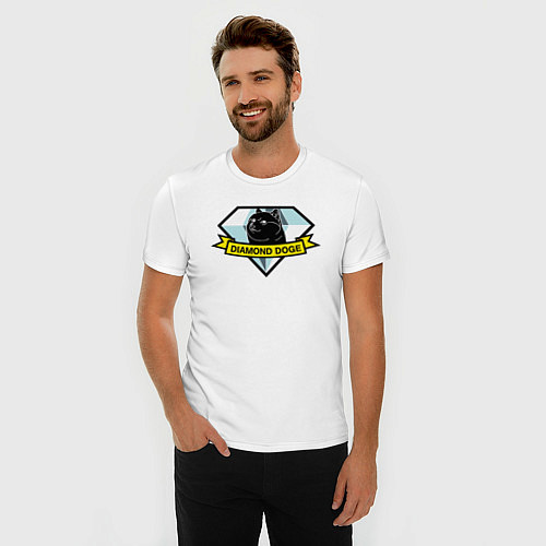 Мужская slim-футболка Пёс Доге на логотипе / Белый – фото 3