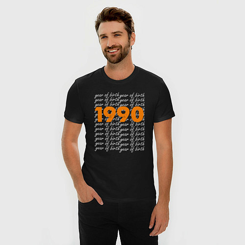 Мужская slim-футболка 1990 год рождения / Черный – фото 3