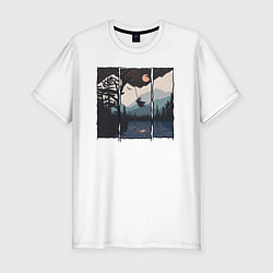 Футболка slim-fit Оранжевая луна и тарзанка, цвет: белый