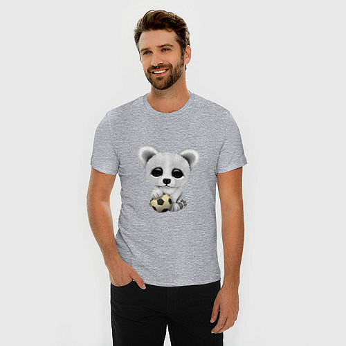Мужская slim-футболка Футбол - Белый Медведь / Меланж – фото 3
