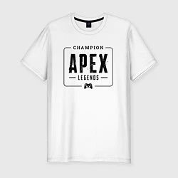 Футболка slim-fit Apex Legends gaming champion: рамка с лого и джойс, цвет: белый