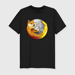 Футболка slim-fit Пёсик Доге охватывает планету, цвет: черный