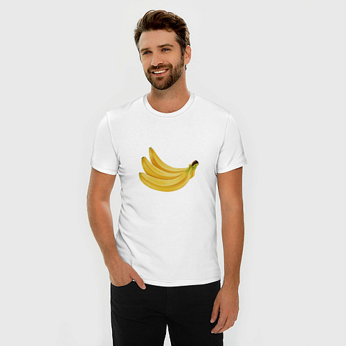 Мужская slim-футболка Бананы жёлтые / Белый – фото 3