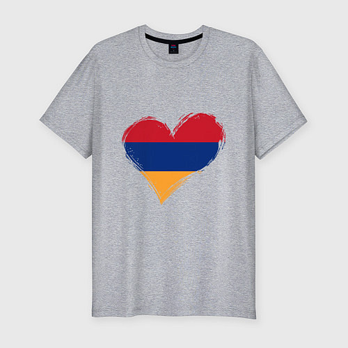 Мужская slim-футболка Сердце - Армения / Меланж – фото 1