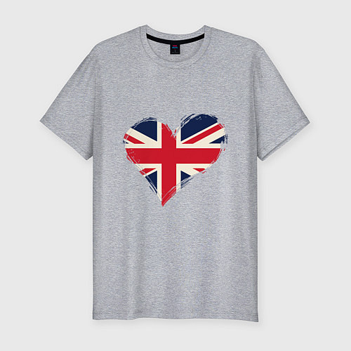 Мужская slim-футболка Сердце - Британия / Меланж – фото 1