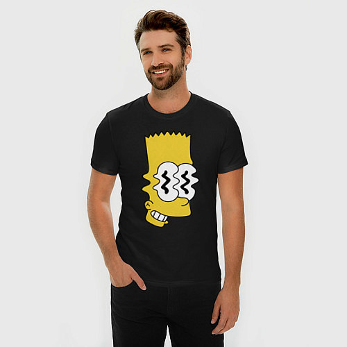 Мужская slim-футболка Bart Simpson - glitch / Черный – фото 3