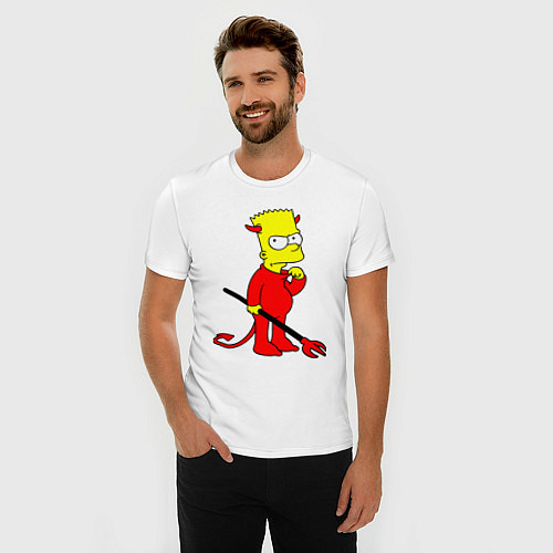 Мужская slim-футболка Bart Simpson - devil / Белый – фото 3