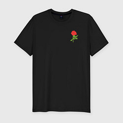 Футболка slim-fit Красная рисованная роза, цвет: черный