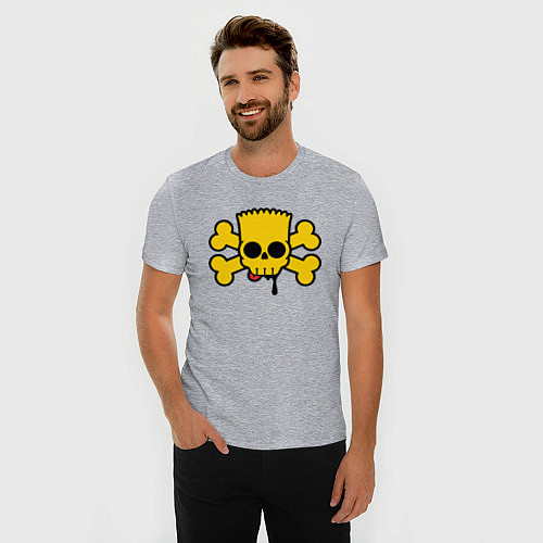 Мужская slim-футболка Черепок Барта Симпсона - hype / Меланж – фото 3