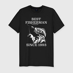Футболка slim-fit Лучший рыбак с 1993 года, цвет: черный