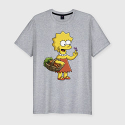 Футболка slim-fit Lisa Simpson с гусеницей на даче, цвет: меланж