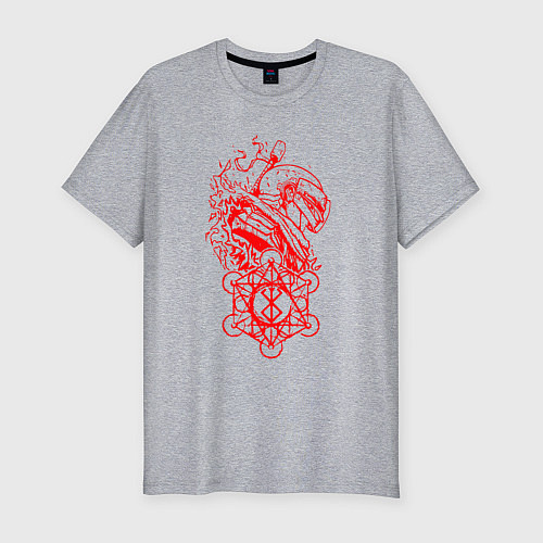 Мужская slim-футболка Берсерк - рыцарь - симлов / Меланж – фото 1